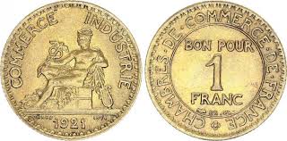Coin France 1 Franc Mercury seated - 1921